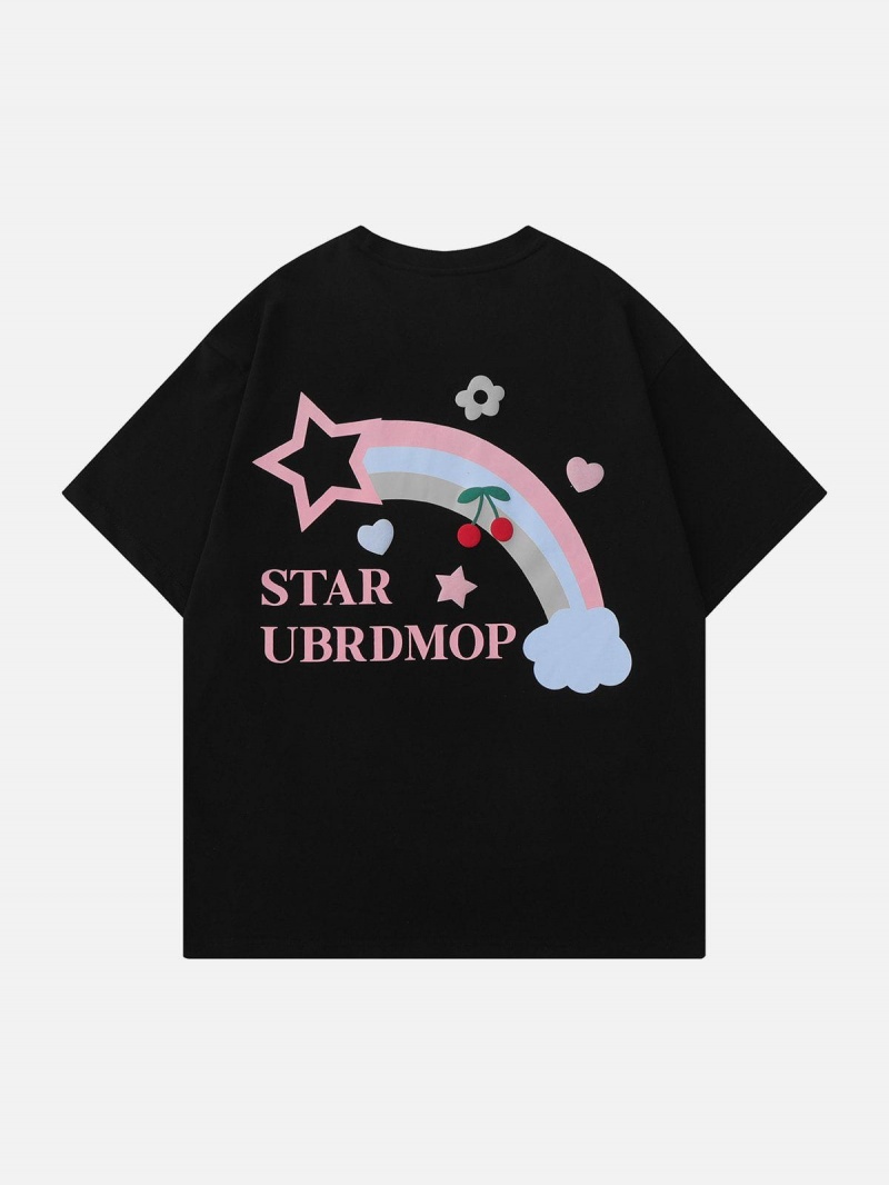 Abricot  T Shirts Aelfric Eden Stars Rainbow Print Tee - WFA-9996955